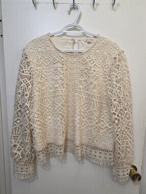 Ultra Pink Cream Crochet Lace Blouse
